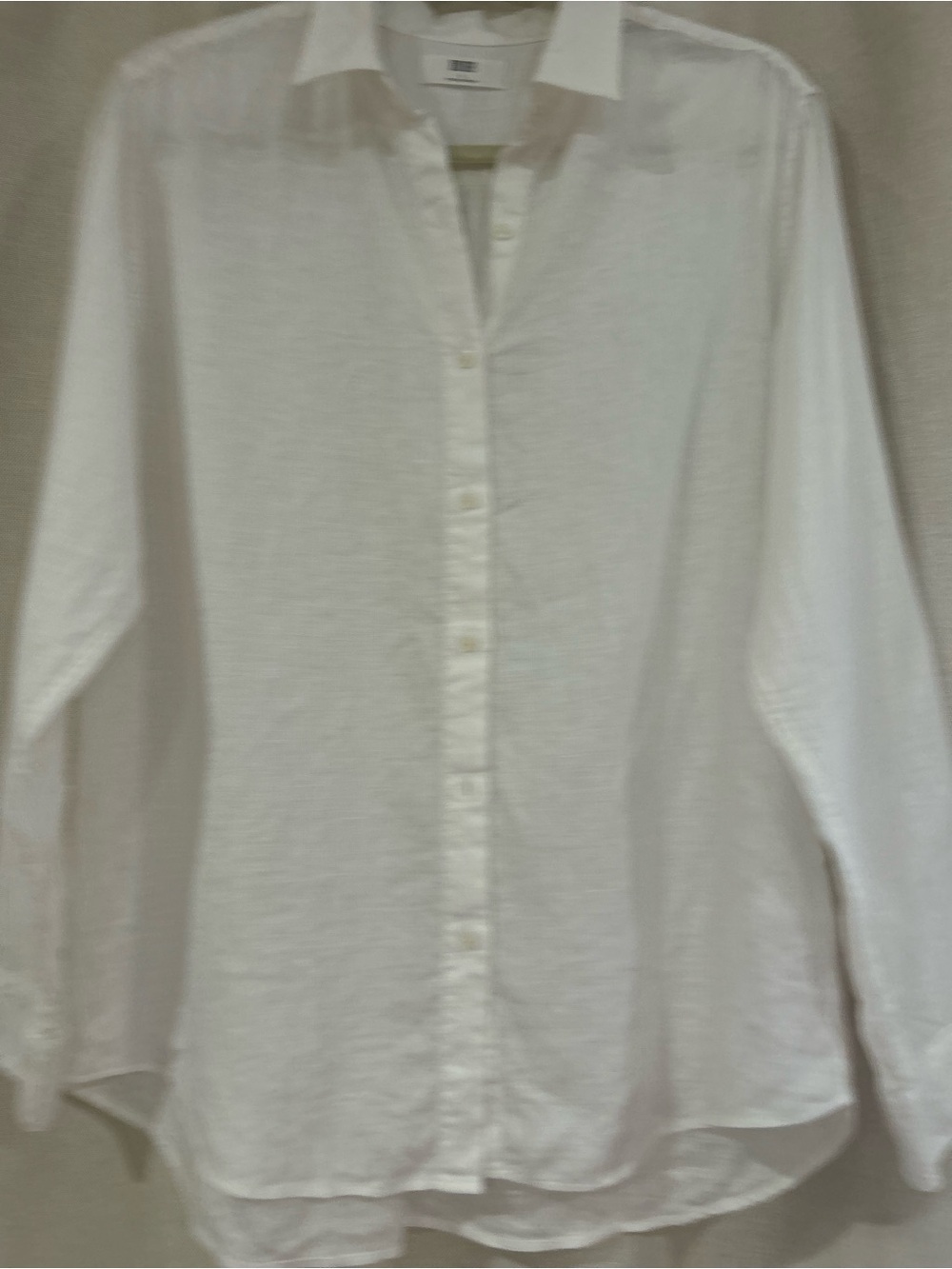 Uniqlo White 100% Linen Women's Button-Down Shirt, NWOT, Large
